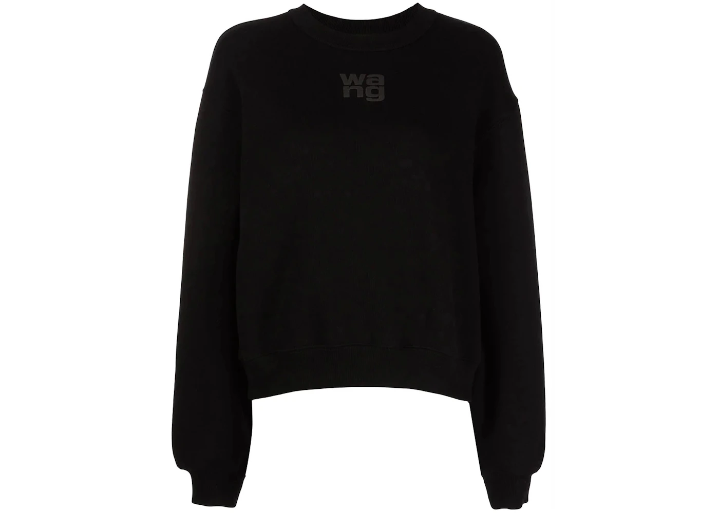 T by Alexander Wang Essential Puff Logo Terry Crewneck Sweatshirt Black