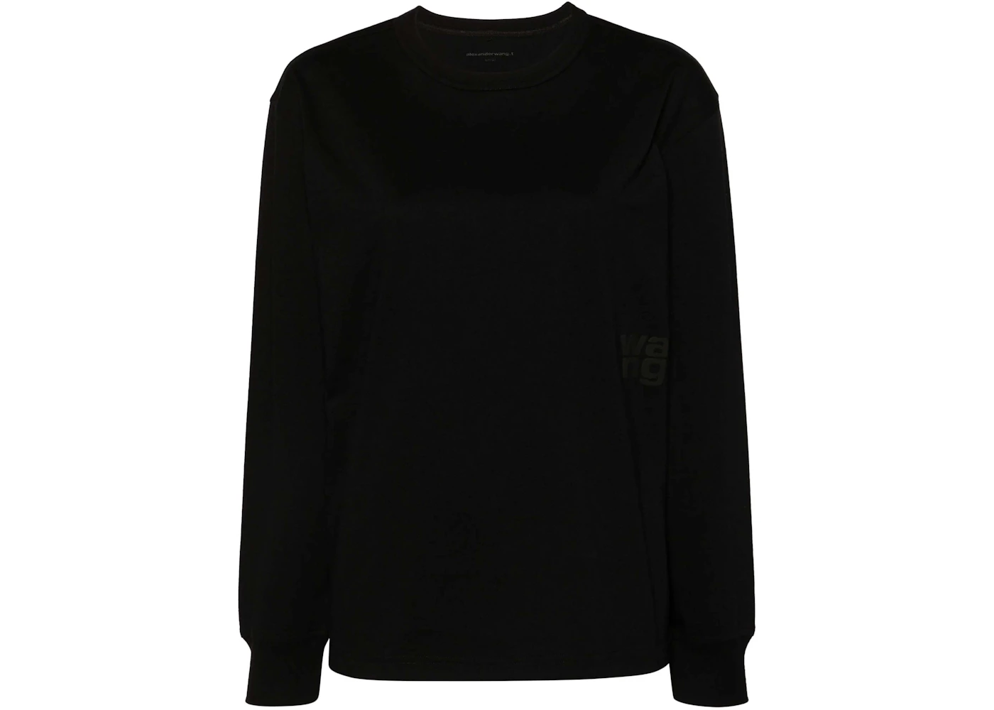 T by Alexander Wang Essential Puff Logo Jersey Long Sleeve Tee Black