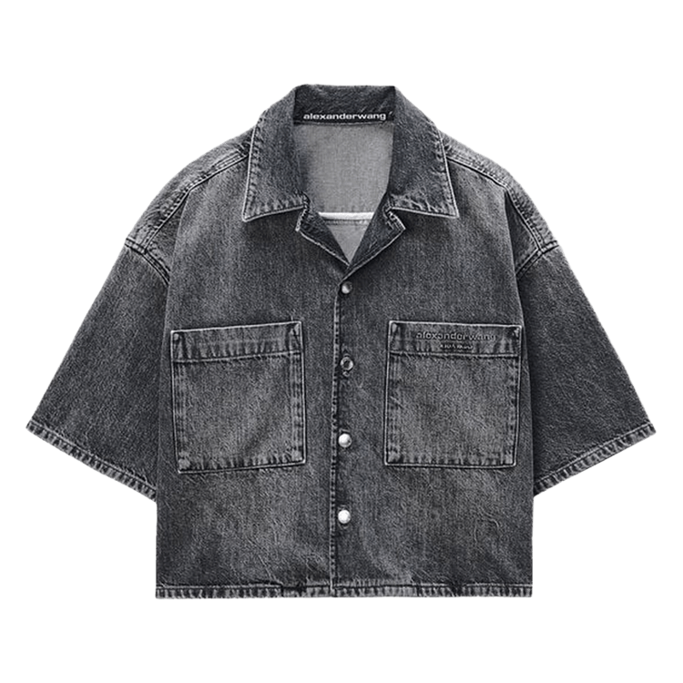 Alexander Wang Cropped Short-Sleeve Shirt 'Light Grey'