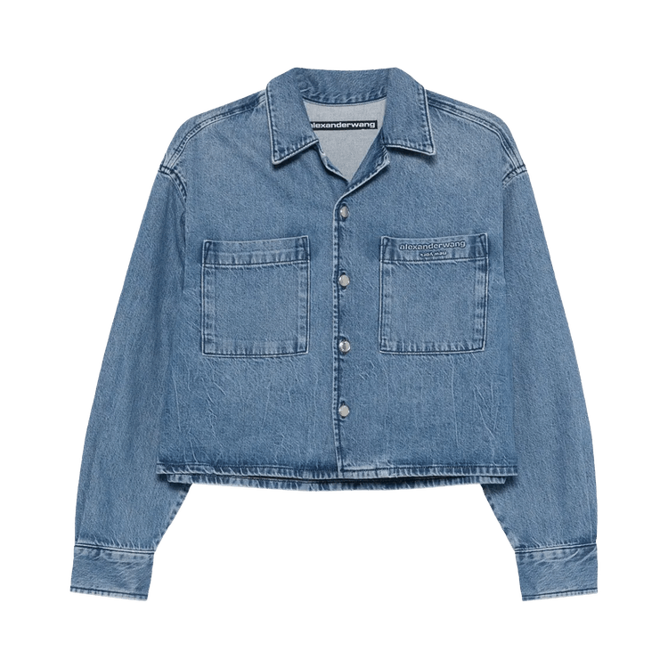 Alexander Wang Cropped Long-Sleeve Shirt 'Vintage Marbled Blue'