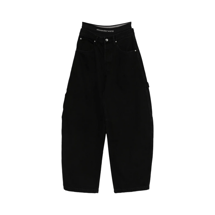 Alexander Wang Logo Elastic Prestyled Mid Rise Oversized Jean 'Washed Black'