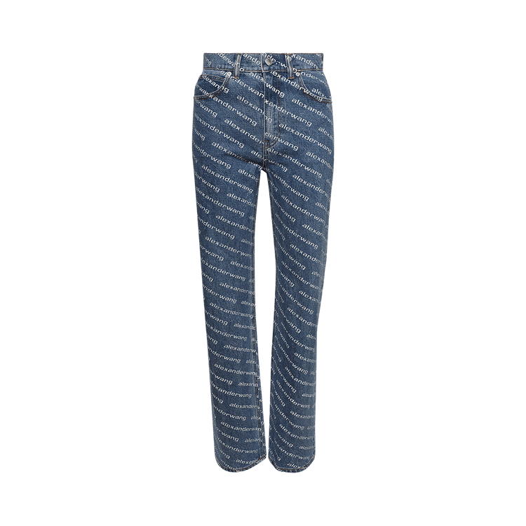 Alexander Wang Ez Logo Crystal Jeans 'Deep Blue/White'