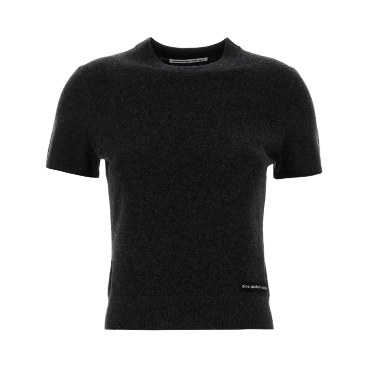 Alexander Wang Knit Logo Label Short-Sleeve Crewneck Tee 'Charcoal'