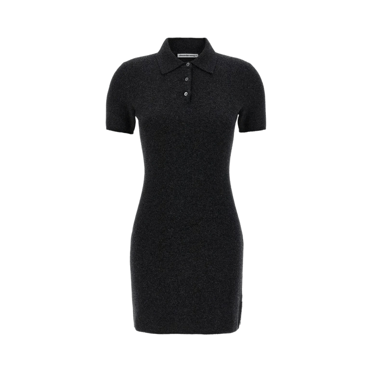 Alexander Wang Short-Sleeve Dress with Knit Logo Patch Polo 'Charcoal'