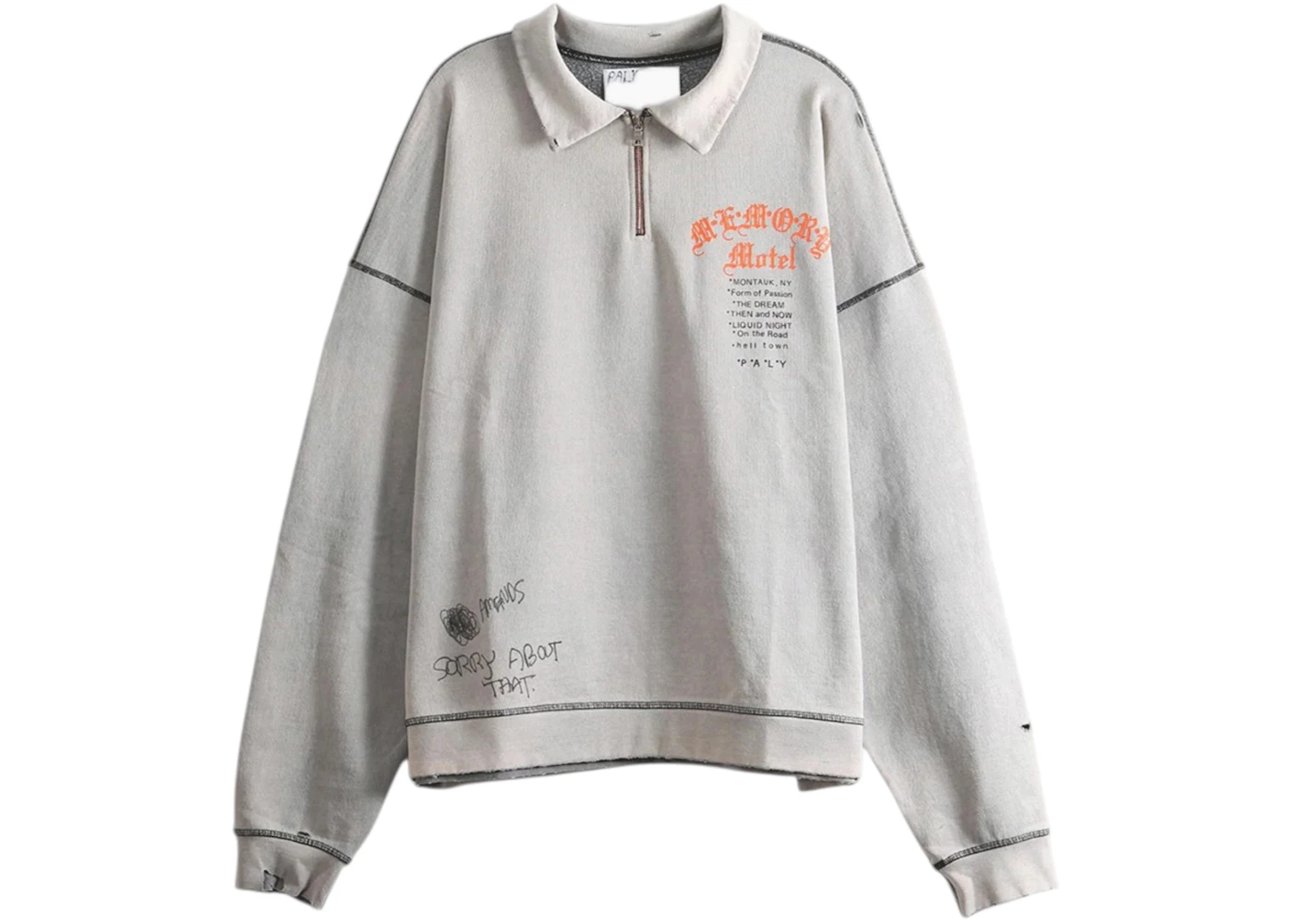 Paly Hollywood Sorry 'Bout That 1/4 Zip Crewneck Gray