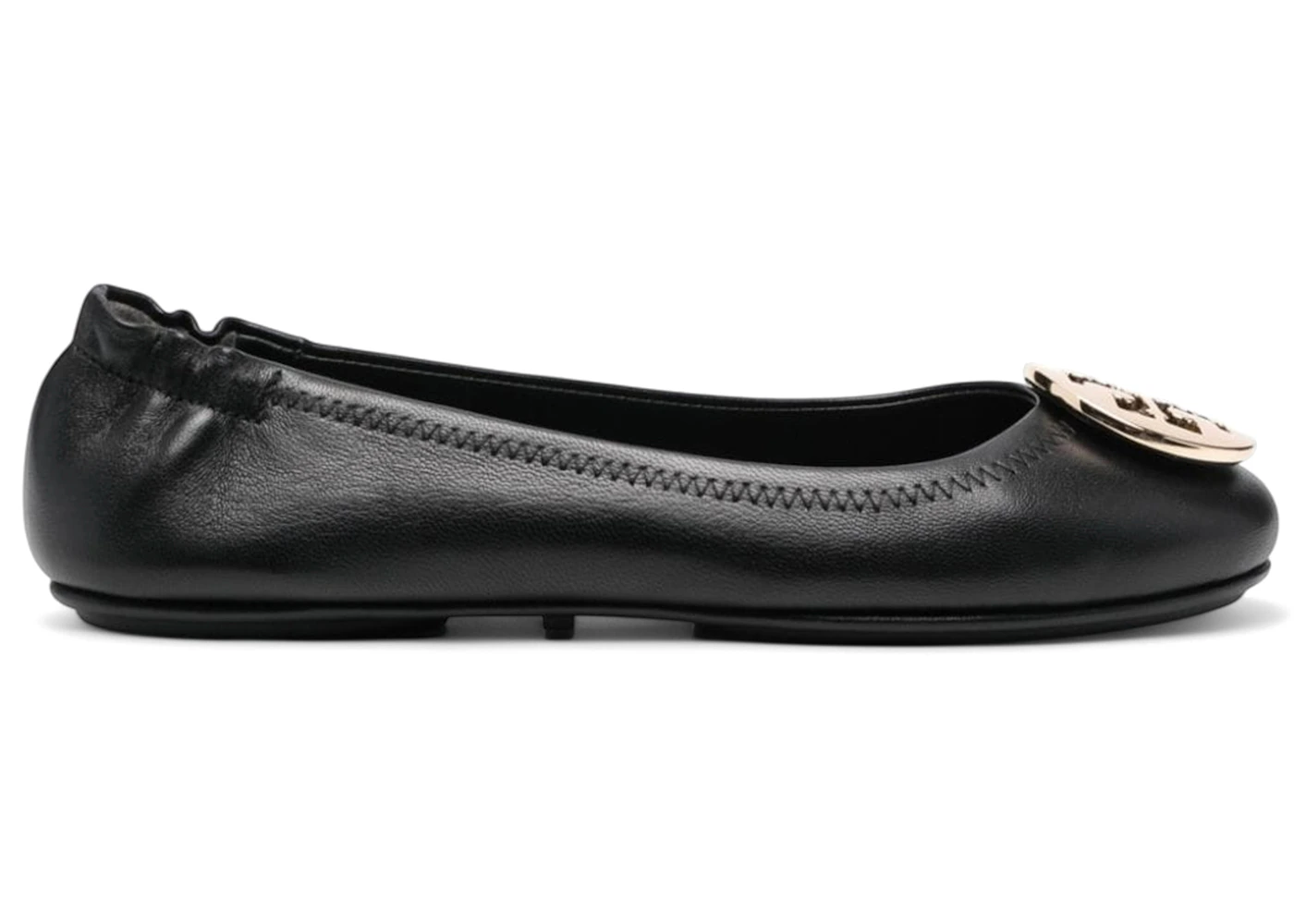 Tory Burch Minnie Travel Ballet Flats Perfect Black Gold (Women's)
