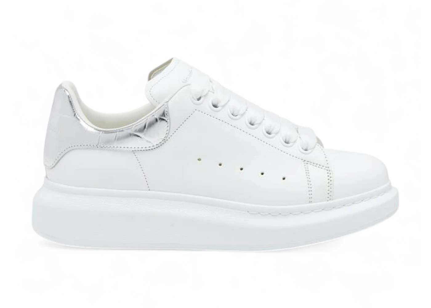 Alexander McQueen Oversized White Silver Croc (Women's)