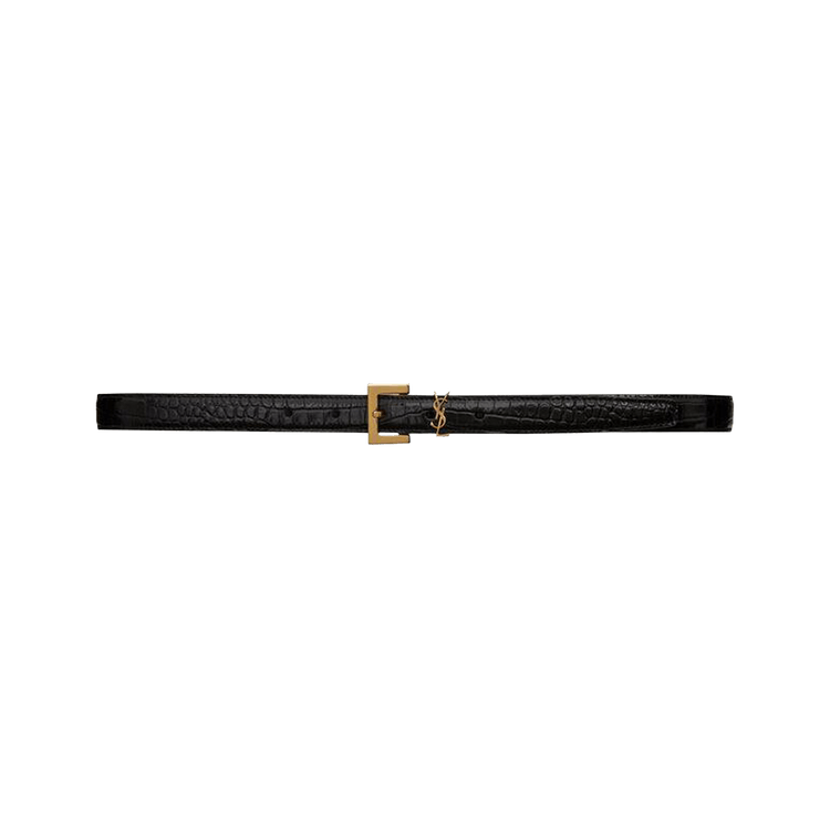 Saint Laurent Cassandre Thin Belt With Square Buckle 'Noir'