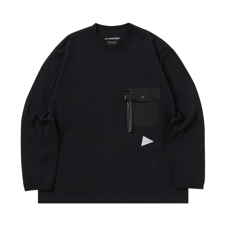 And Wander Heavy Cotton Pocket Long-Sleeve Tee 'Black'