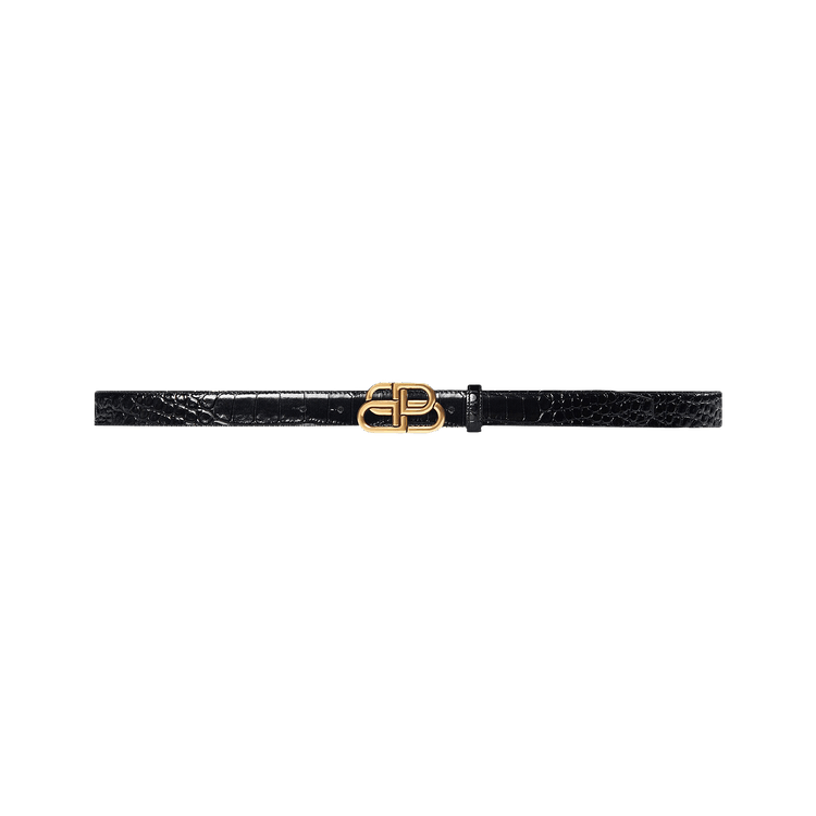 Balenciaga BB Embossed Croc Thin Belt 'Black'