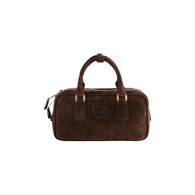 Miu Miu Arcadie Padded Suede Top Handle Bag 'Moro'