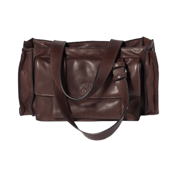 Miu Miu Utilitaire Nappa Leather Shopping Bag 'Sienna'