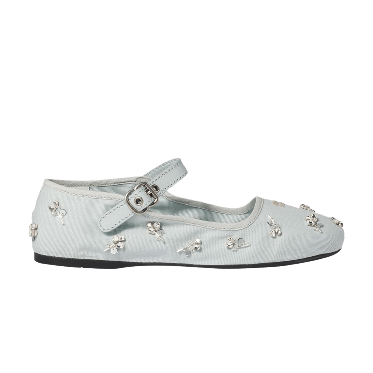 Miu Miu Wmns Embroidered Drill Ballerina 'Powder Blue'