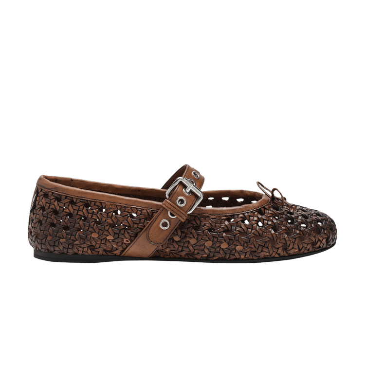 Miu Miu Wmns Woven Ballerina Flat 'Cognac'