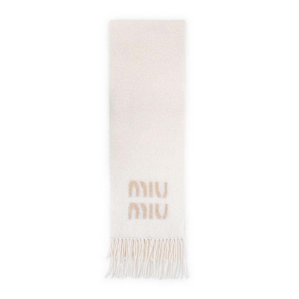 Miu Miu Logo-Detailed Fringed Scarf