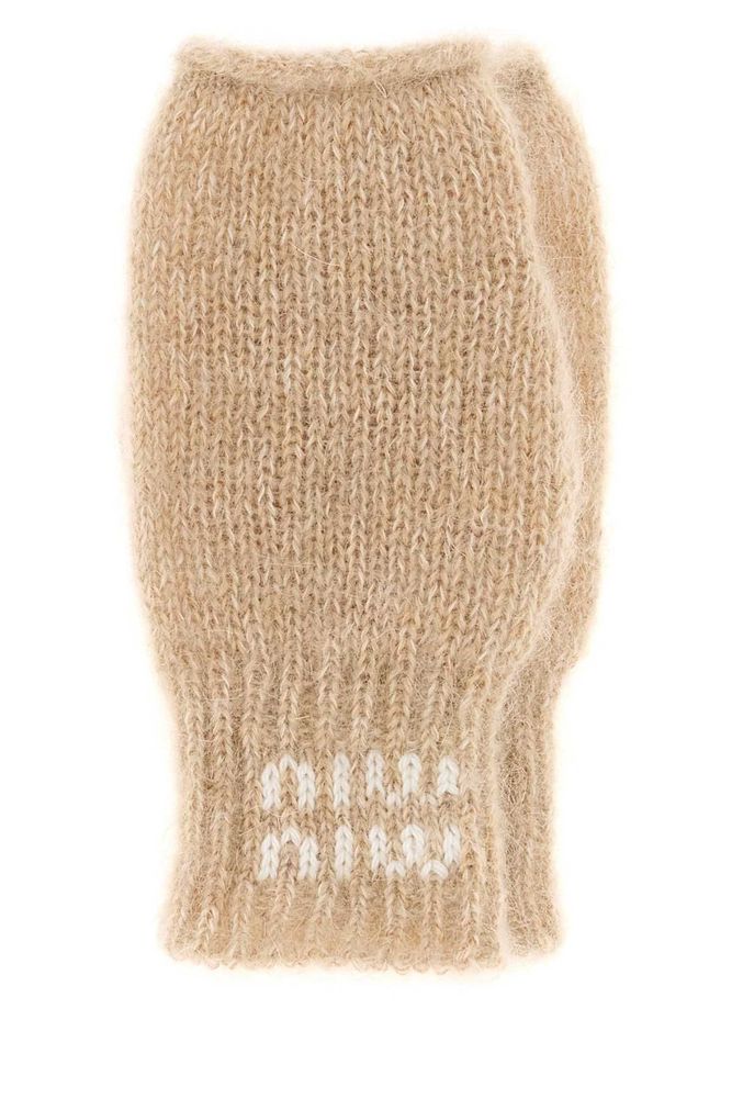 Miu Miu Logo-Intarsia Knitted Gloves