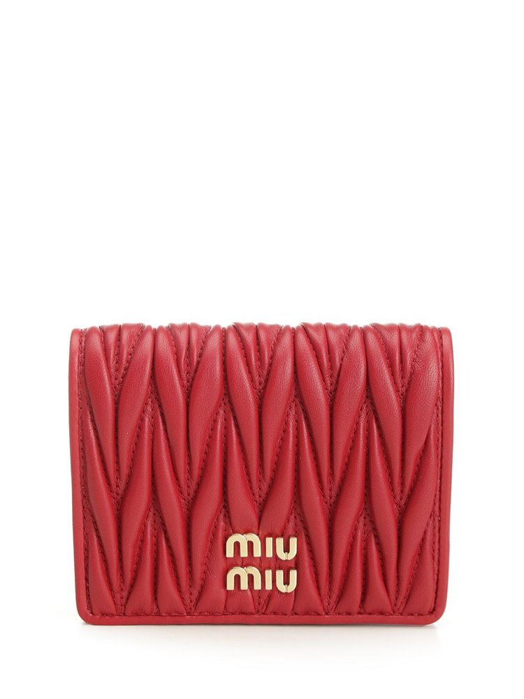 Miu Miu Logo-Lettering Matelassé Bi-Fold Wallet