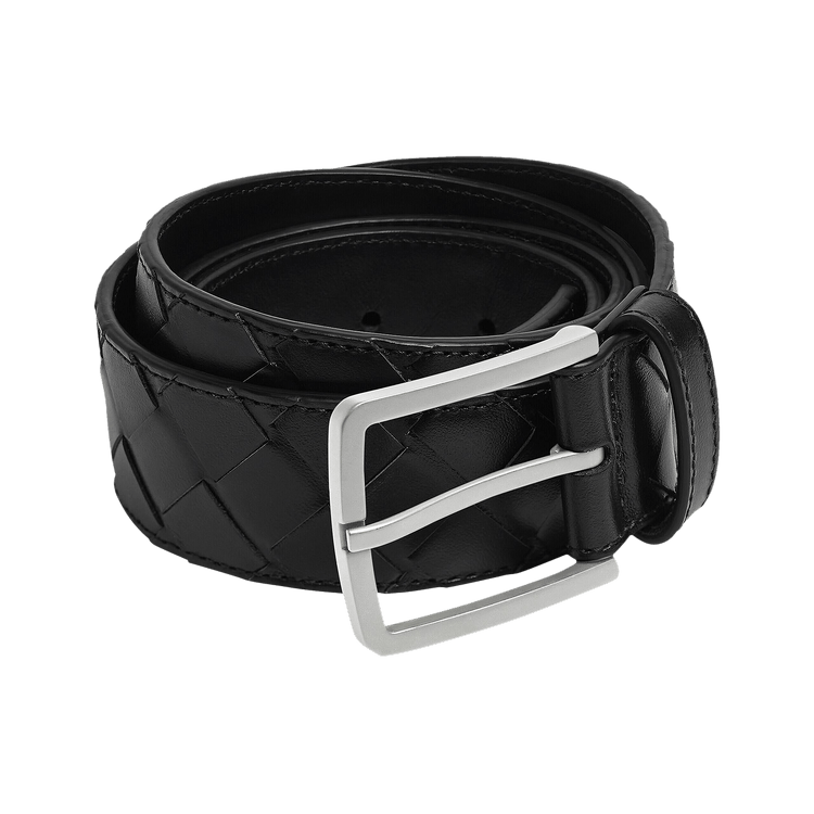 Bottega Veneta Intrecciato Belt 'Black/Silver'
