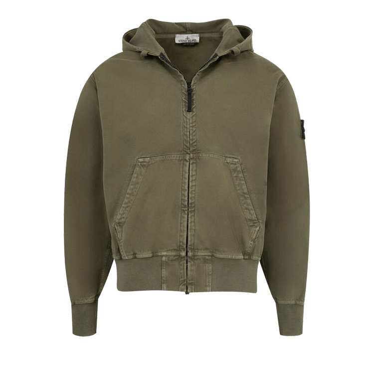 Stone Island Patch Logo Zip Hoodie 'Military Green'