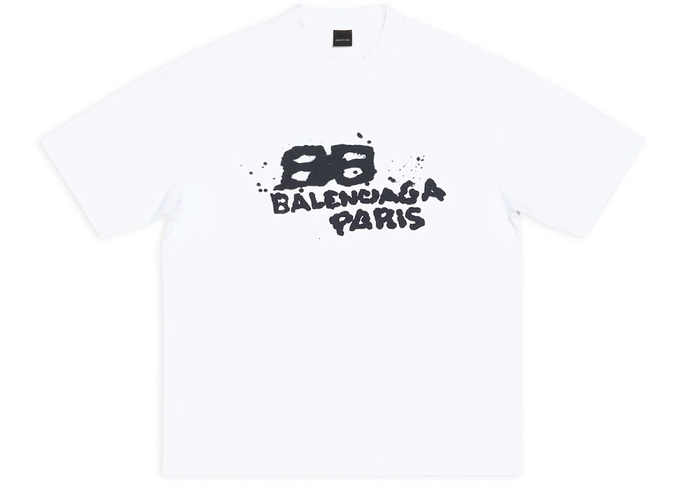 Balenciaga Men's Hand Drawn BB Icon Medium Fit Vintage T-Shirt White/Black