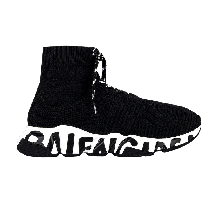 Balenciaga Speed Lace-Up Graffiti Sneaker 'Black White'