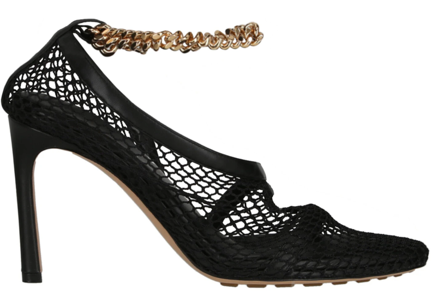 Bottega Veneta Chain Trimmed Stretch Sandals Black Gold (Women's)