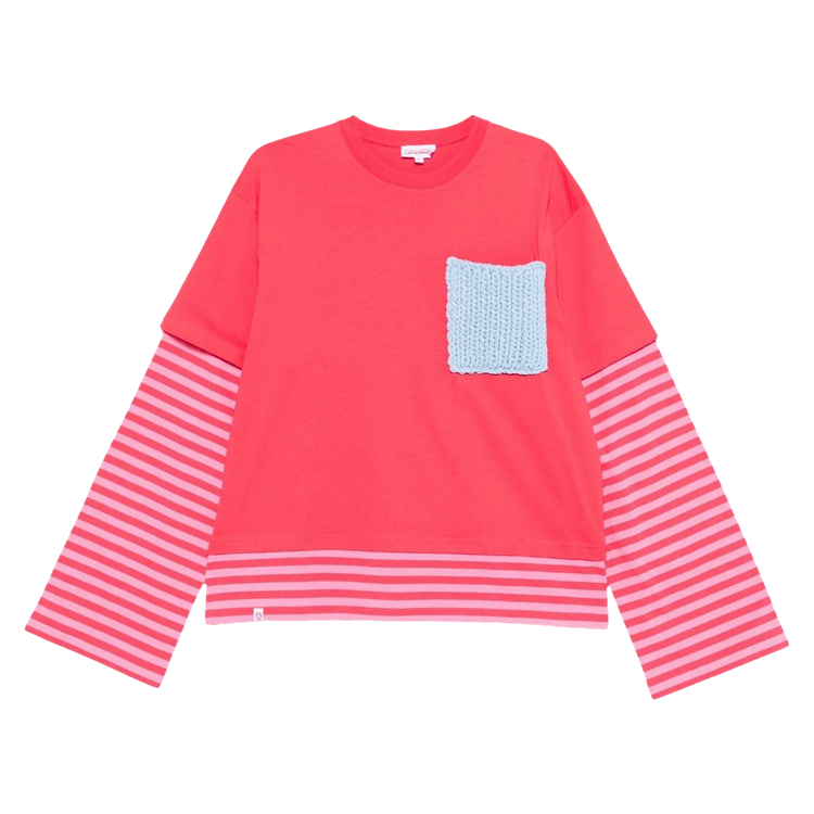 Charles Jeffrey Loverboy Long-Sleeve 2-In-1 Tee 'Coral Stripe'