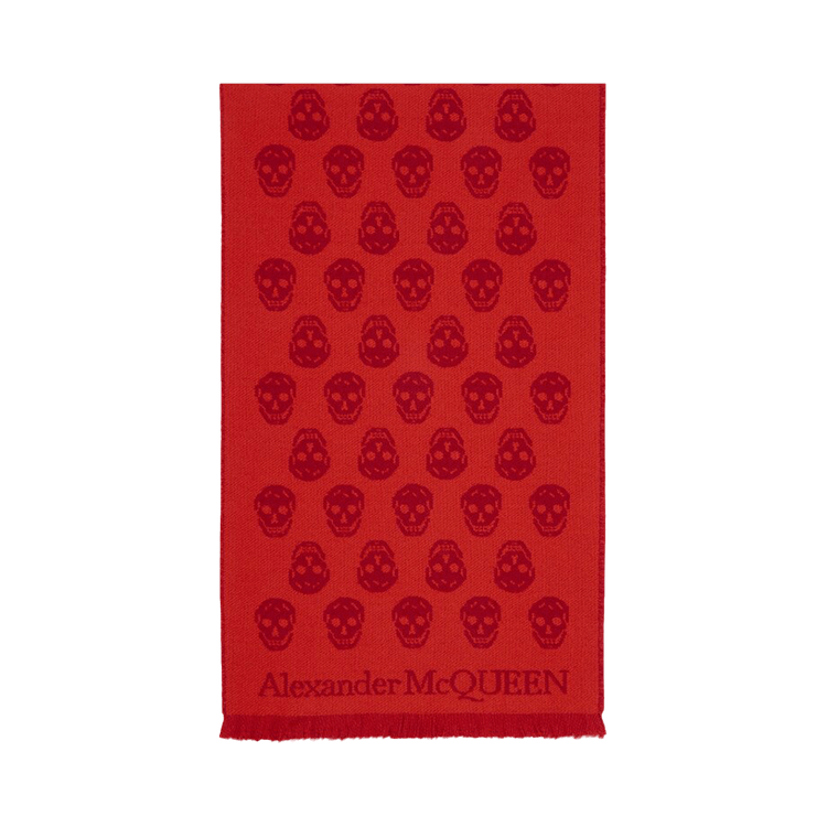 Alexander McQueen Skull Wool Scarf 'Bordeaux Red'