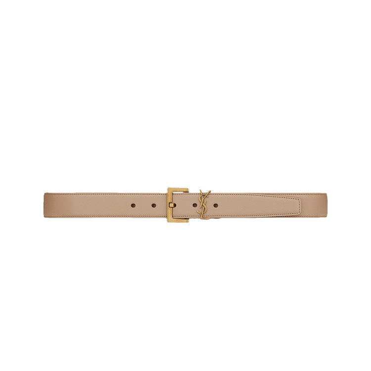 Saint Laurent Monogramme Belt With Square Buckle 'Dark Beige'
