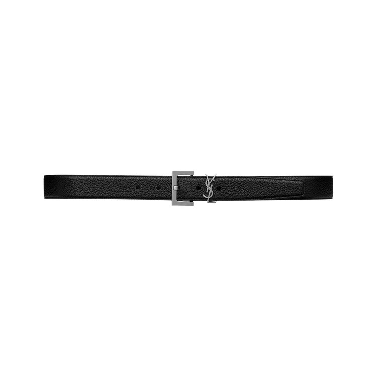 Saint Laurent Metal Logo Grain Leather Belt 'Nero'