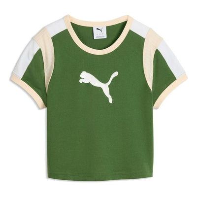 (WMNS) PUMA Graphics Ringer Baby T-Shirt 'Earthy Green'