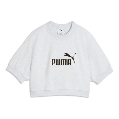 (WMNS) PUMA Elevated Essentials Relaxed Sweatshirt 'White Glow Heather'