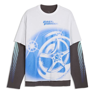 PUMA x FAST & FURIOUS Long Sleeve Layered T-Shirt 'PUMA White Dusky Gray'