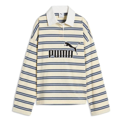 (WMNS) PUMA Elevated Essentials Oversized Rugby Polo 'Buttercream Striped'