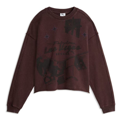 (WMNS) PUMA Las Vegas Relaxed Crew Sweatshirt 'Chocolate Fondue'