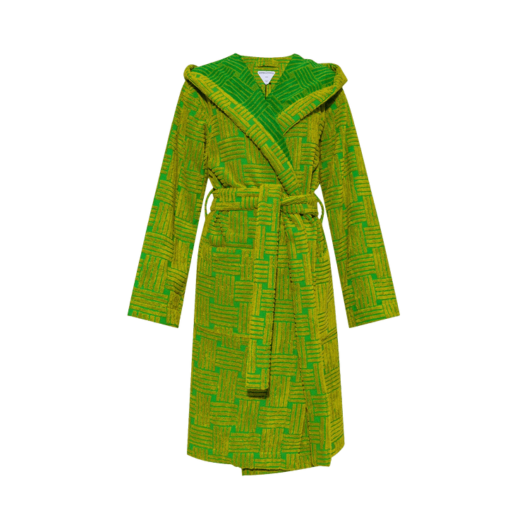 Bottega Veneta Intreccio Jacquard Cotton Terry Bathrobe 'Parakeet/Kiwi'