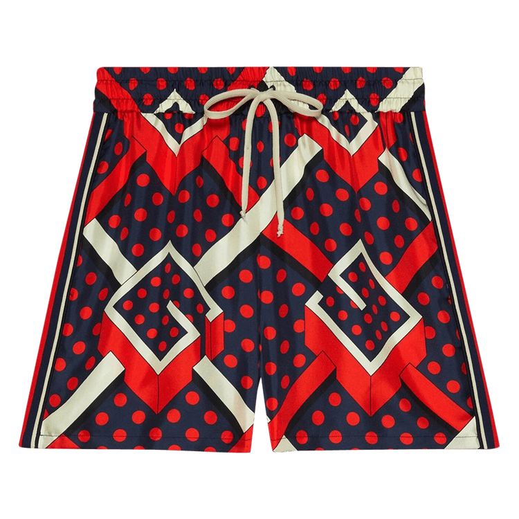 Gucci G Dot Labryinth Print Shorts 'Ivory/Red'