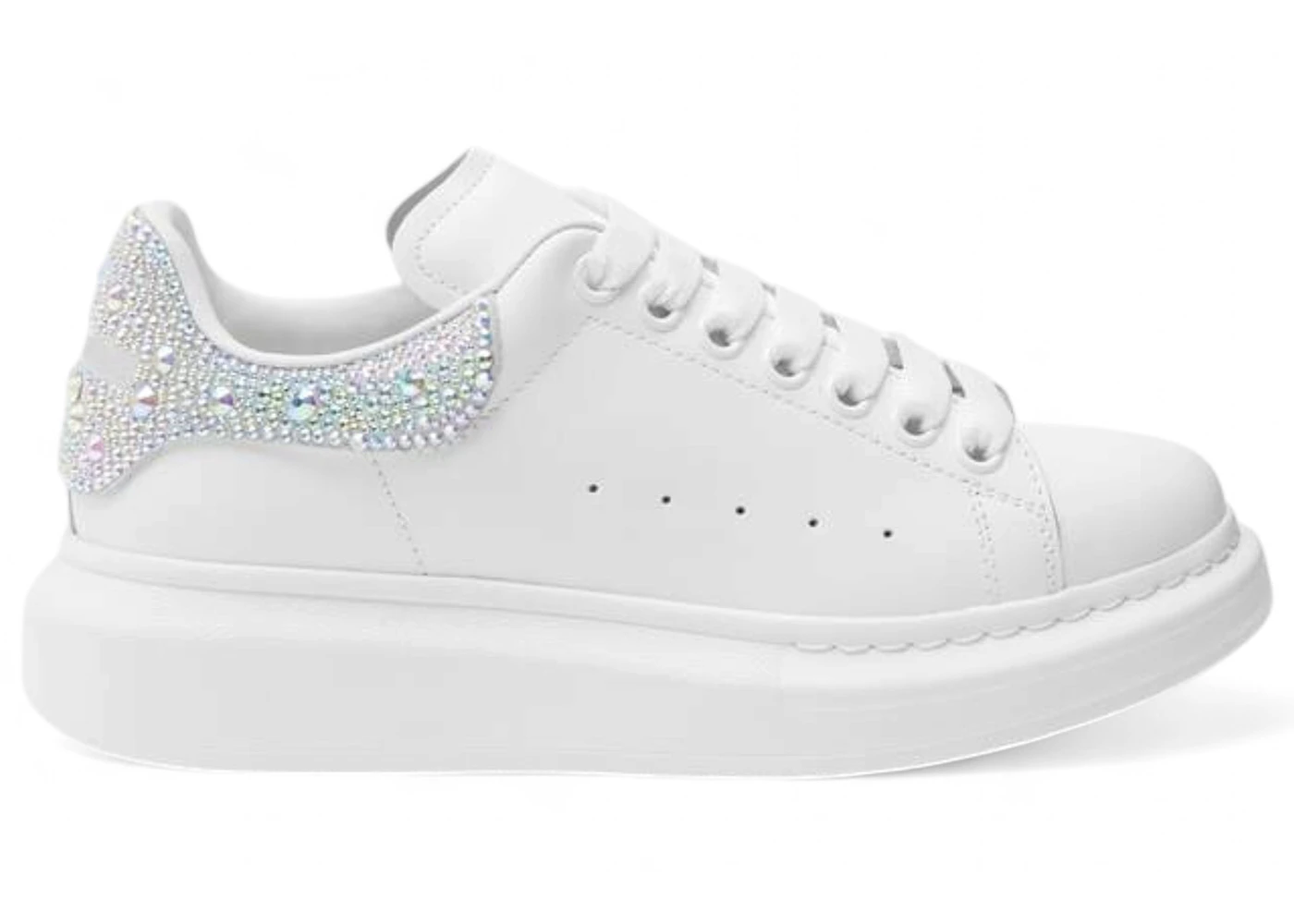 Alexander McQueen Oversized White Silver Iridescent Crystal (Women's)