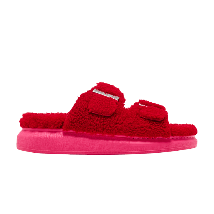 Alexander McQueen Wmns Oversized Hybrid Slide 'Shearling Red Pink'