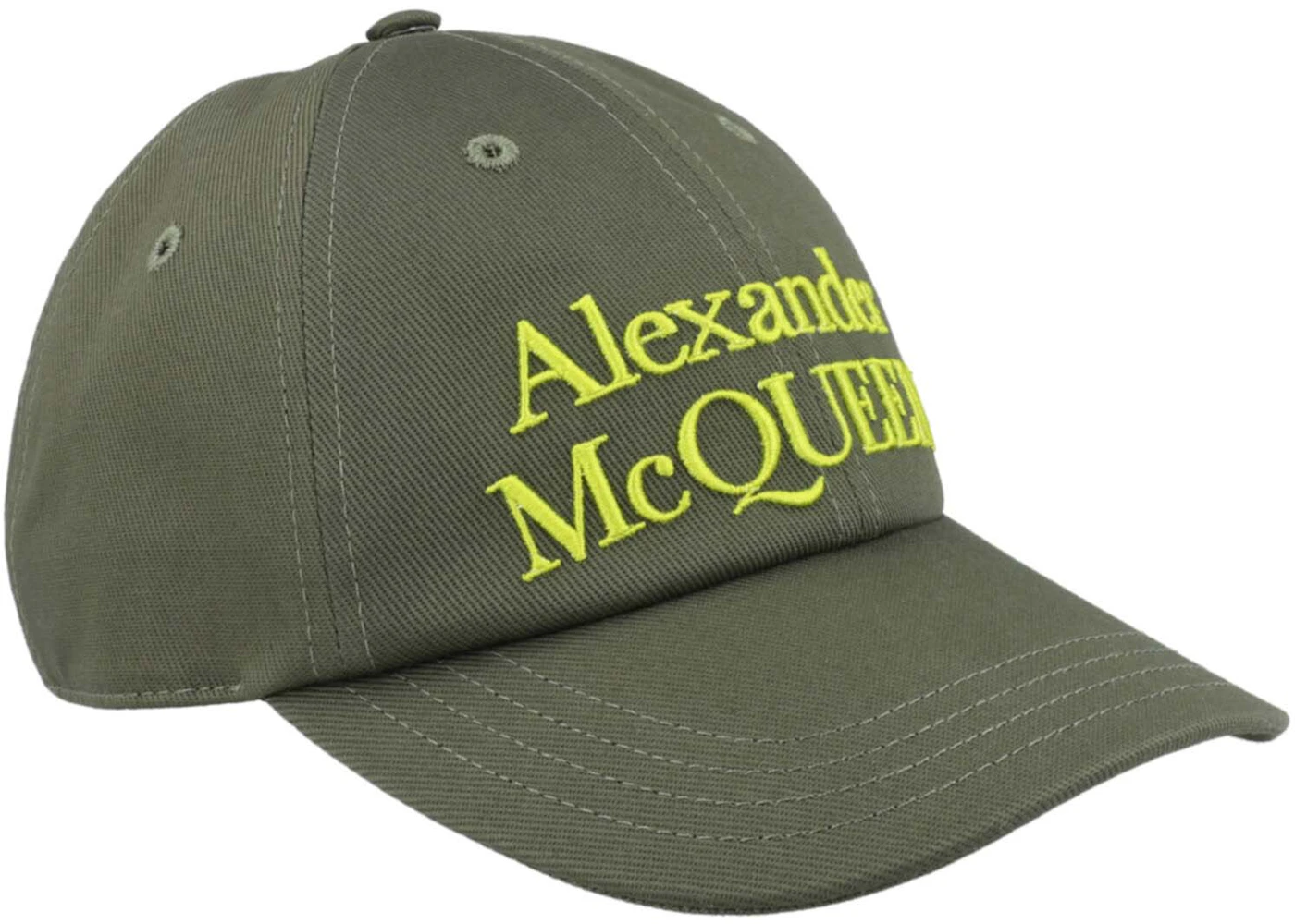 Alexander McQueen Logo Embroidered Baseball Cap Khaki/Lime