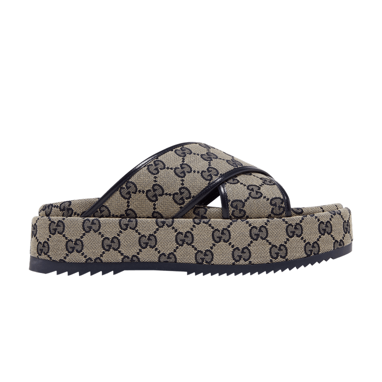 Gucci Wmns GG Platform Slide Sandal 'GG Motif - Beige Blue'