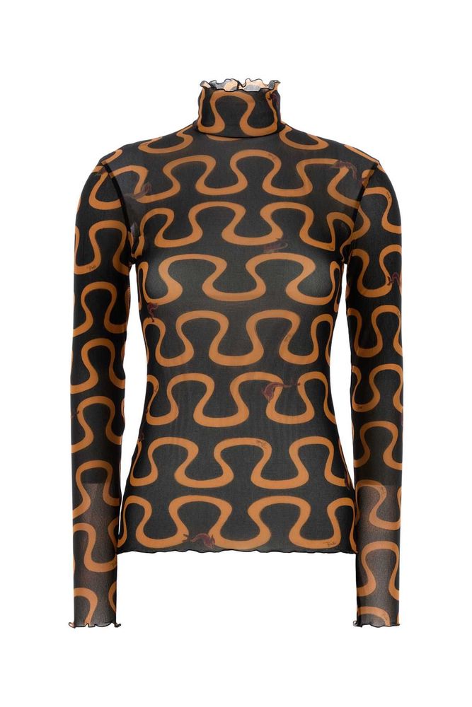 PUCCI Onda Print High-Neck Tulle Top