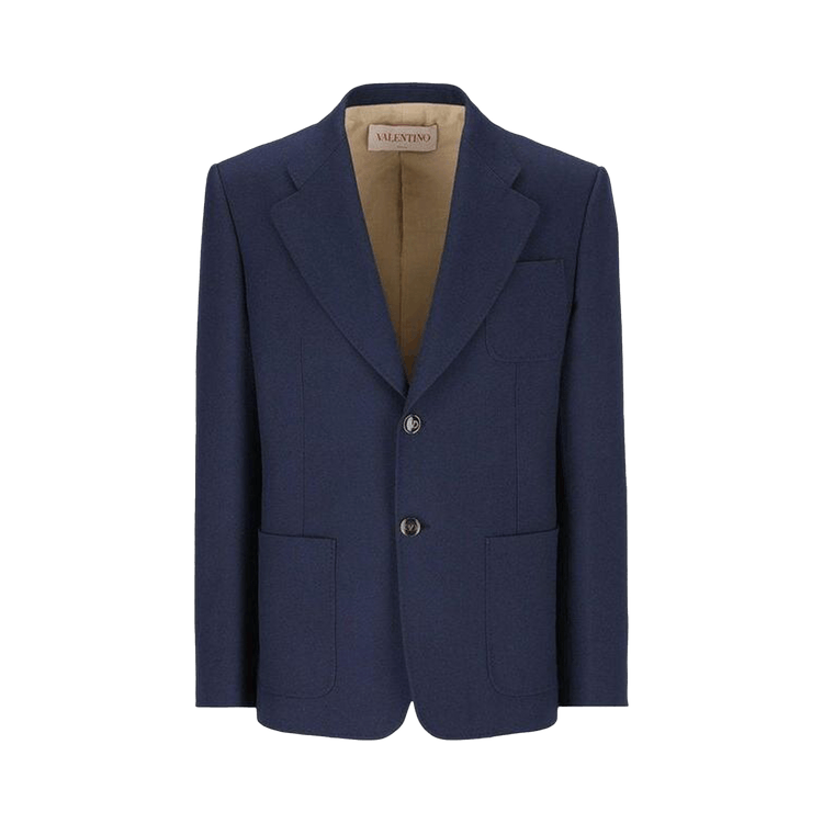 Valentino Single Breasted Straight Hem Jacket 'Indaco'