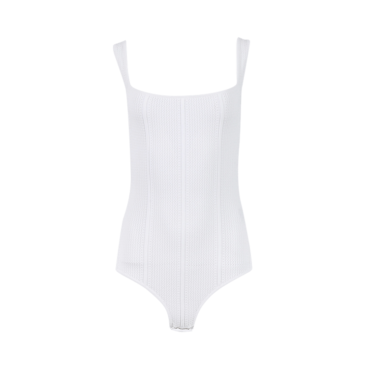 Bottega Veneta Lightweight Fluid Viscose Loops Bodysuit 'White'