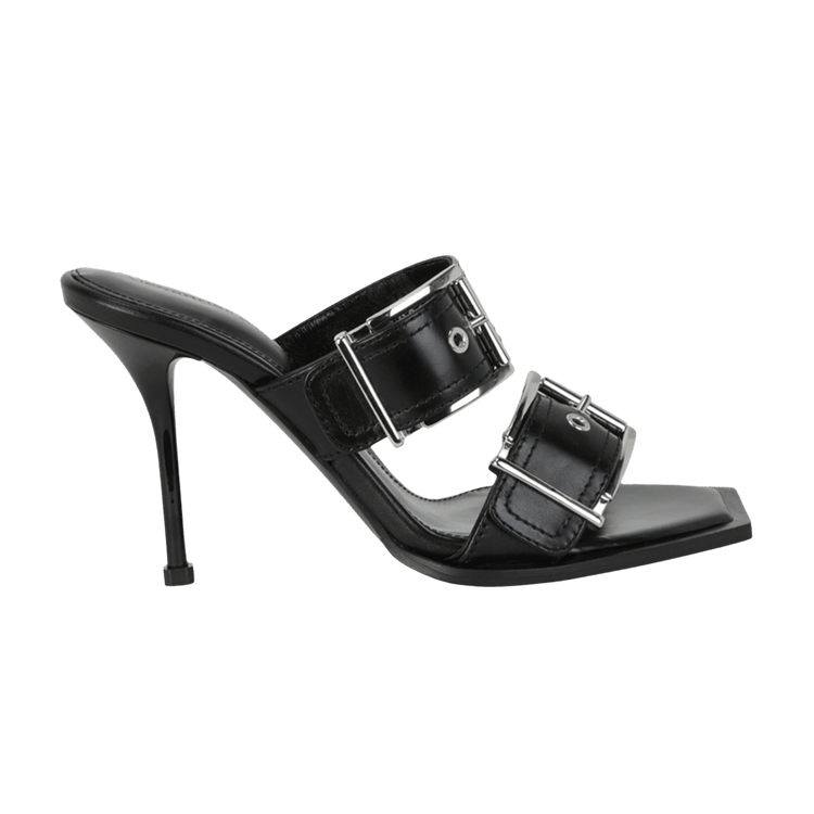 Alexander McQueen Wmns Double Buckle Punk Mule 'Black Silver'