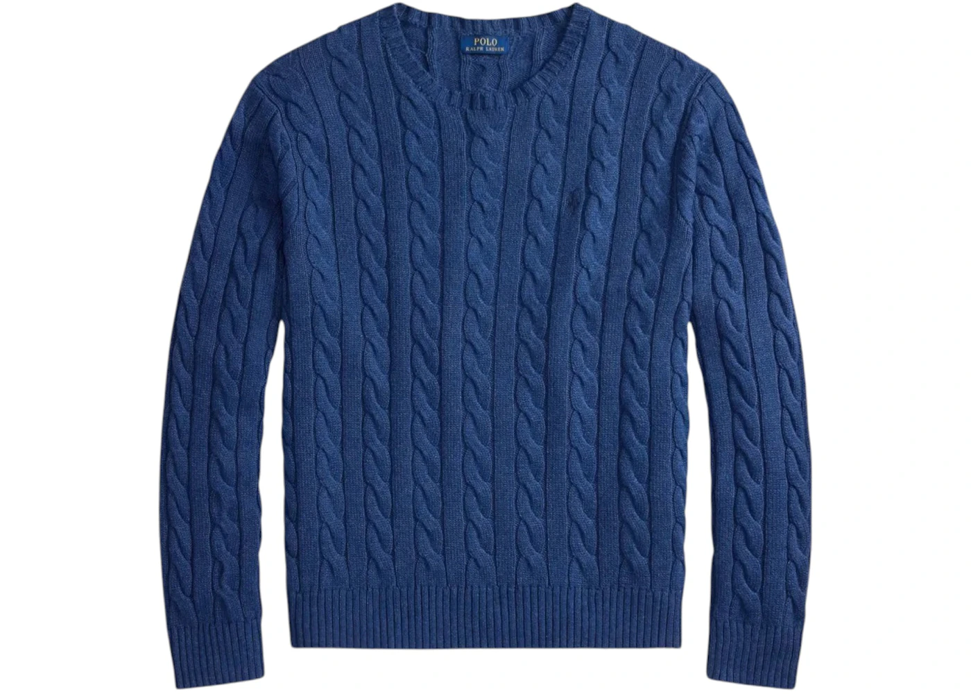 Polo Ralph Lauren Long Sleeve Cotton Cable Knit Crewneck Sweater Rustic Navy Heather/Navy