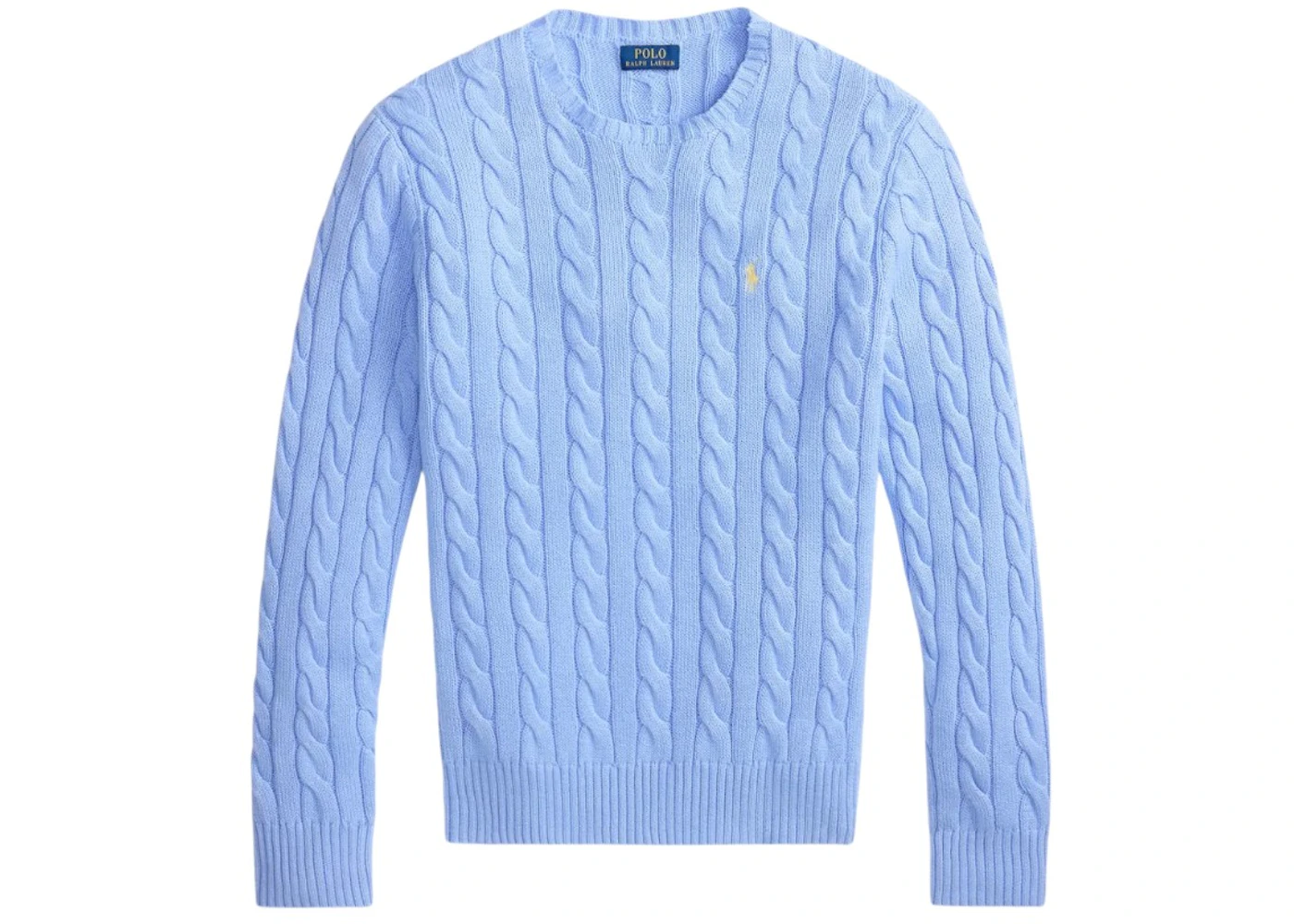Polo Ralph Lauren Long Sleeve Cotton Cable Knit Crewneck Sweater Austin Blue