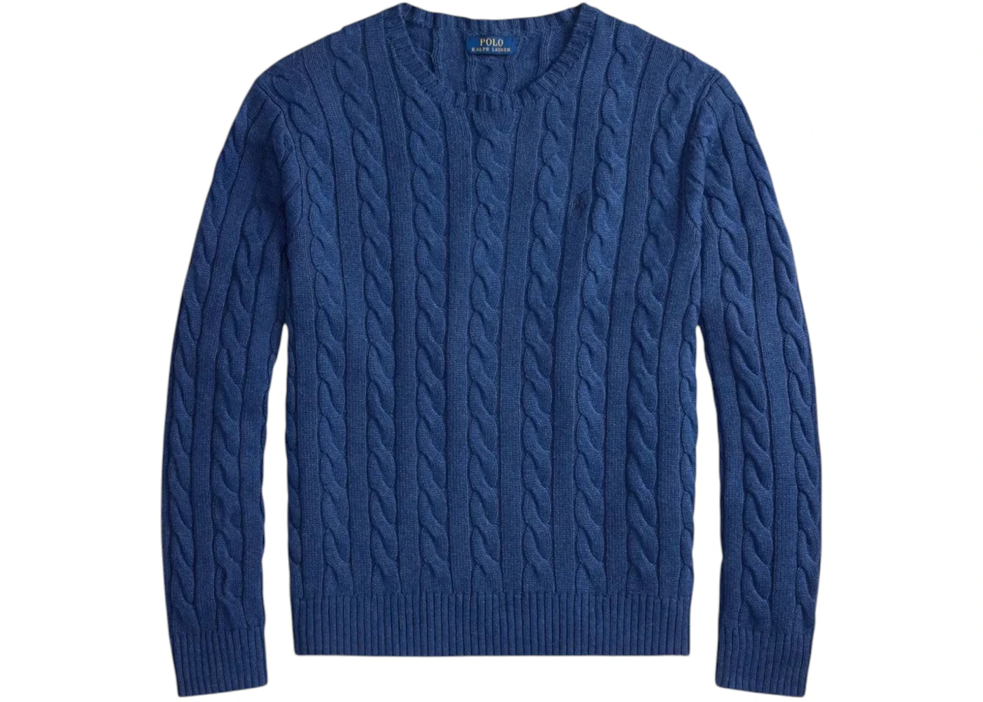 Polo Ralph Lauren Long Sleeve Cotton Cable Knit Crewneck Sweater Rustic Navy Heather/Navy
