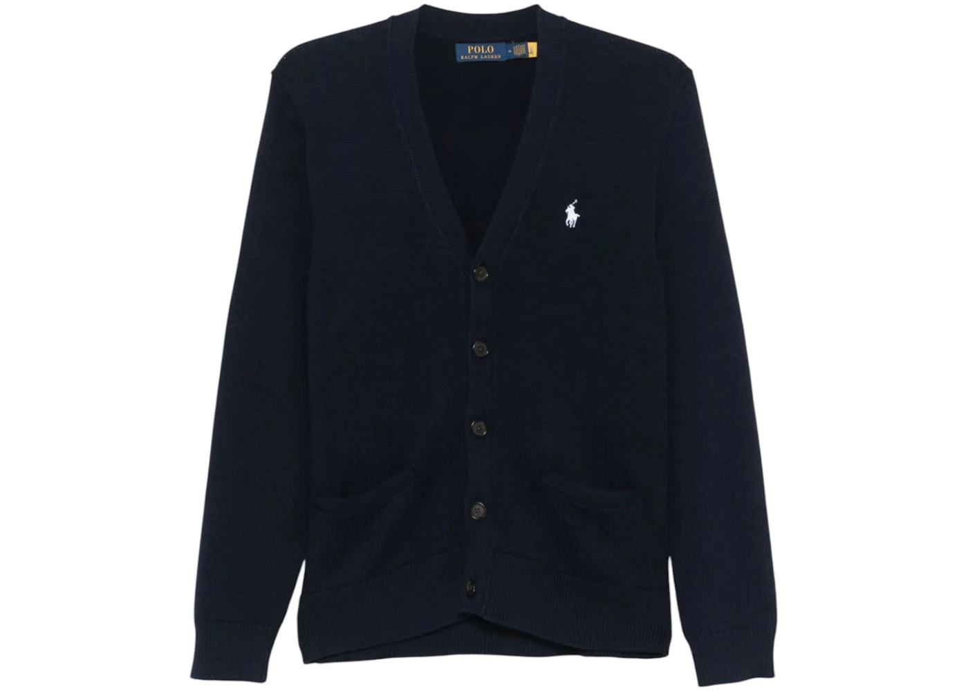 Polo Ralph Lauren Long-Sleeve Cotton Shaker V-Neck Cardigan Hunter Navy/White Pp