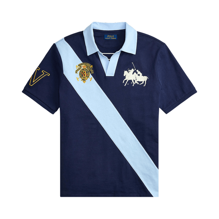 Polo Ralph Lauren Short-Sleeve Jersey Knit Crest Logo Sash Johnny Collar Polo 'Newport Navy/Office Blue'